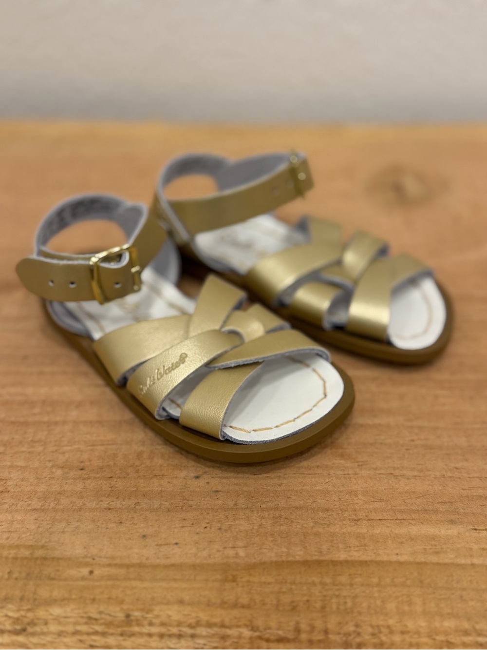 Salt Water Sandals by Hoy Gold Leather Strappy Kids Sandals